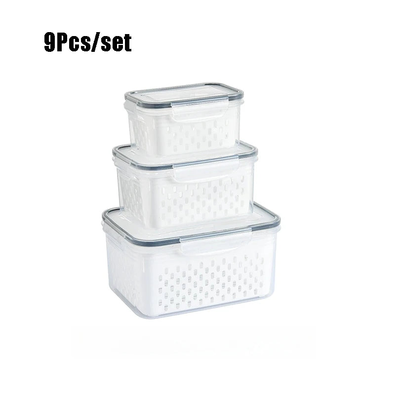 Fresh-Keeping Produce Containers – 9-Piece Kitchen Organizer Set