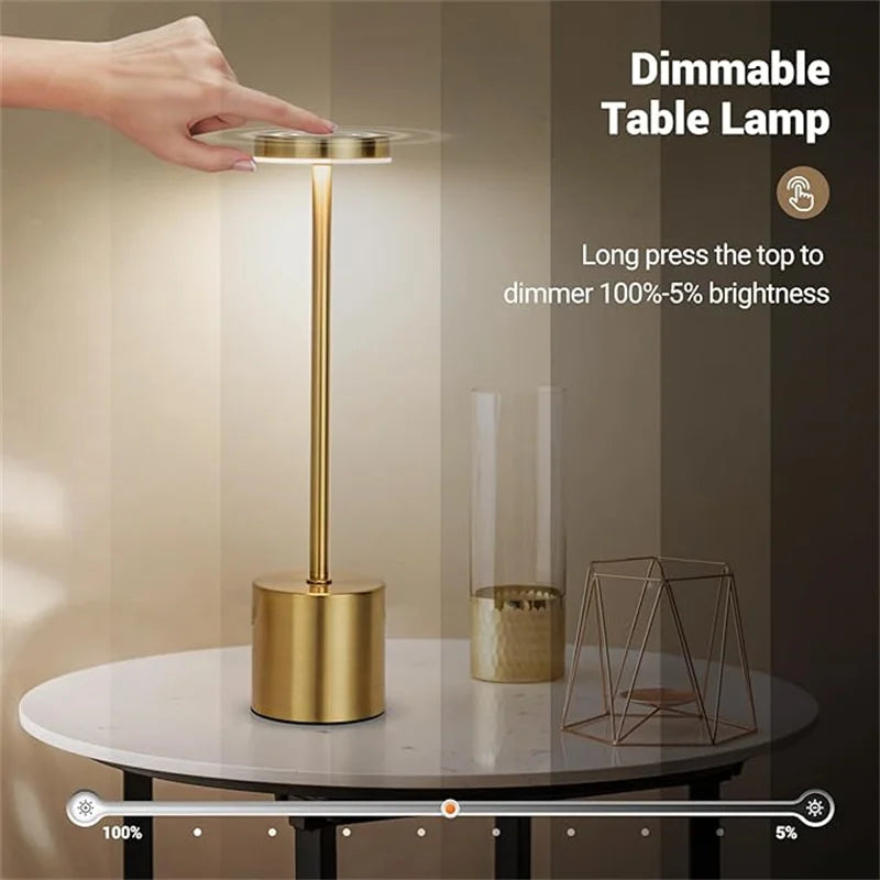 Portable Metal LED Desk Lamp – 3-Color Touch Sensor Night Light