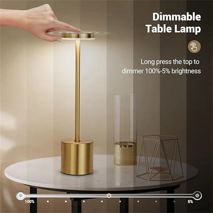 Portable Metal LED Desk Lamp – 3-Color Touch Sensor Night Light