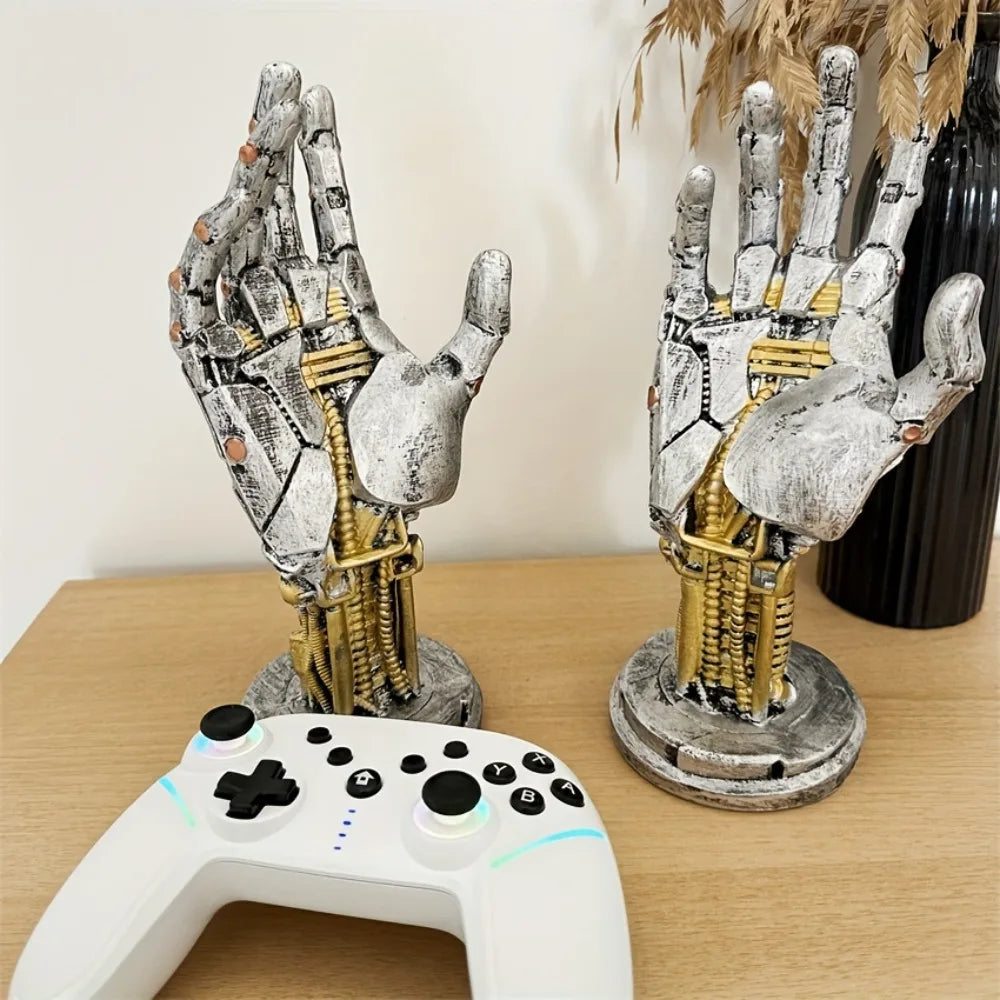 Cyberpunk Robotic Hand Controller Stand – Sci-Fi Gaming Desk Organizer