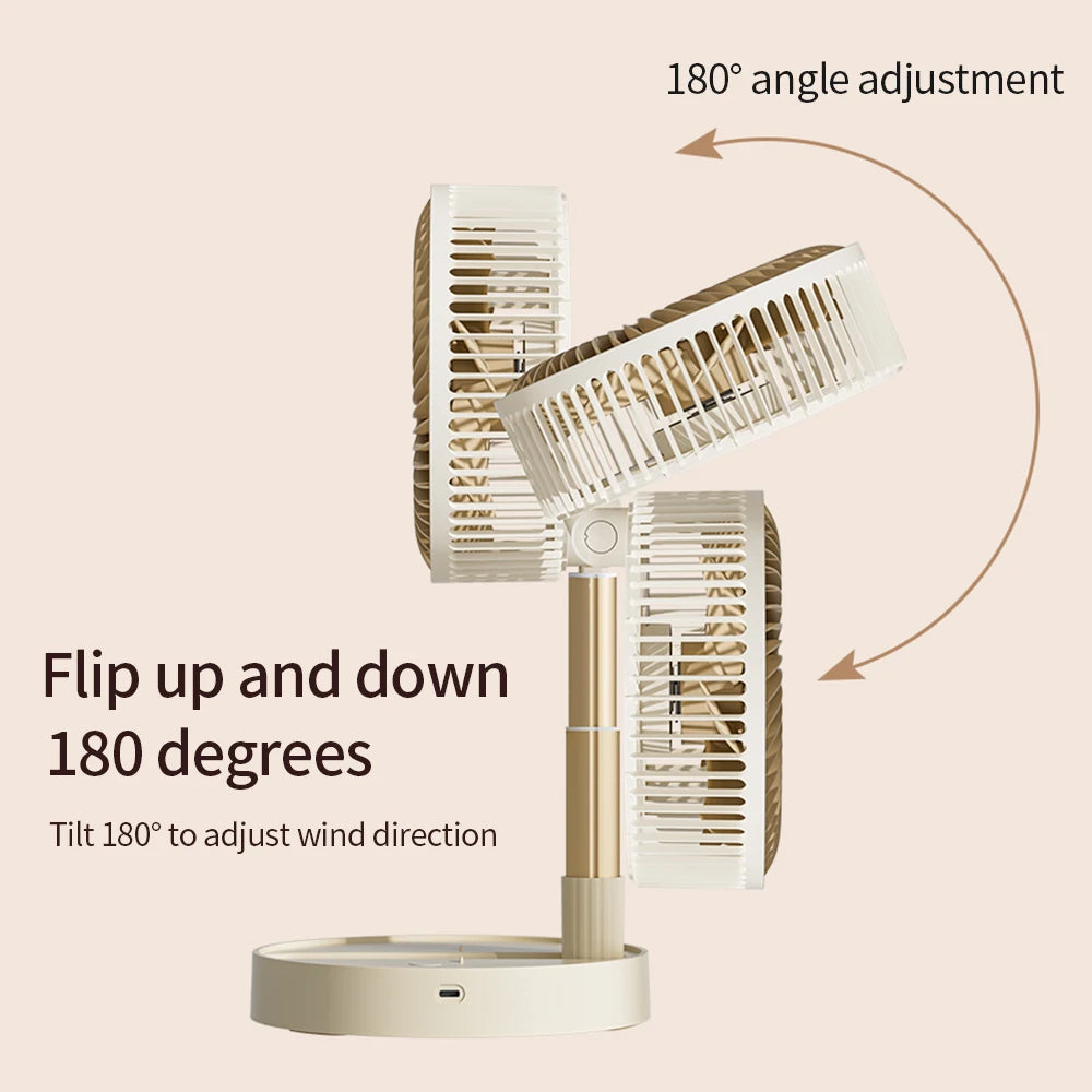 Portable 8-Inch Foldable USB Fan – 4-Speed Rechargeable Floor & Table Fan