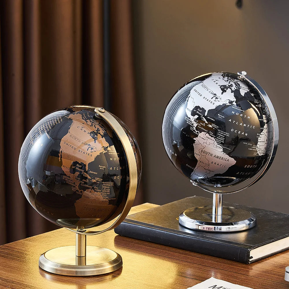 Retro World Globe – Decorative Desktop Map for Home Office & Educational Learning