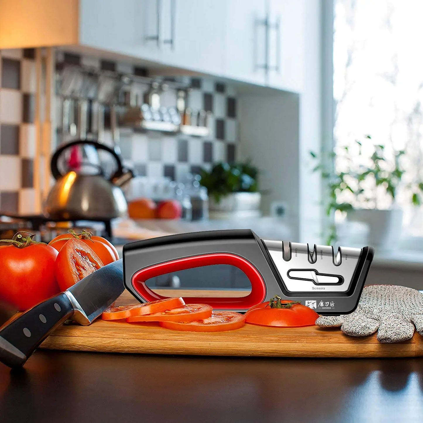 4-in-1 Kitchen Knife & Scissor Sharpener – Professional Diamond & Ceramic System