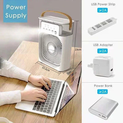 Multifunctional Desktop Air Conditioner Fan – 3-Speed Cooling & Humidifying