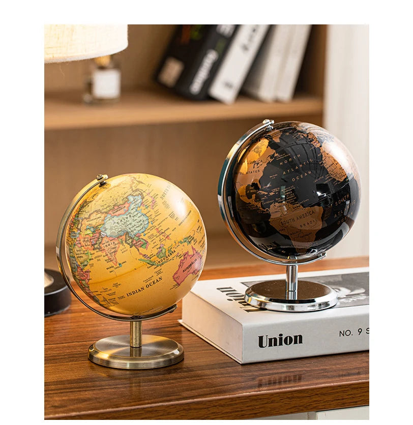 Retro World Globe – Decorative Desktop Map for Home Office & Educational Learning