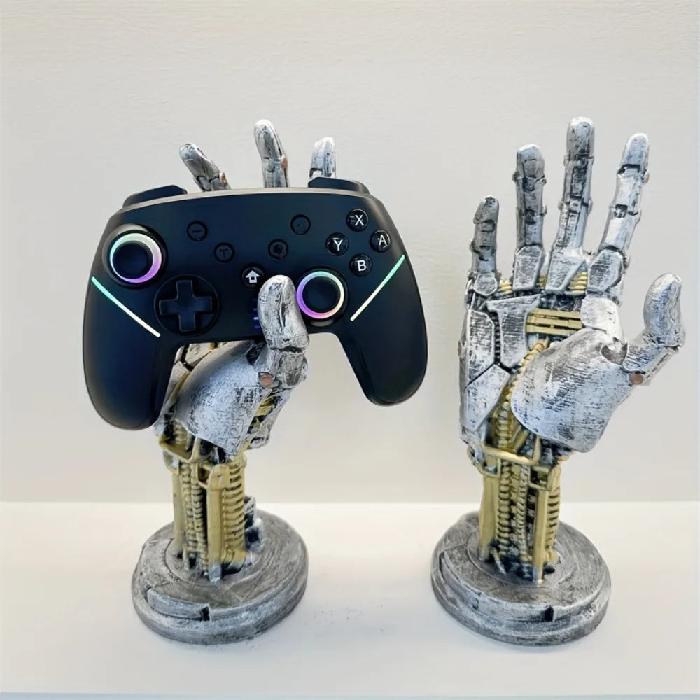 Cyberpunk Robotic Hand Controller Stand – Sci-Fi Gaming Desk Organizer