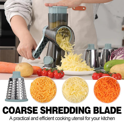 3-in-1 Rotary Cheese Grater & Vegetable Slicer – Manual Kitchen Tool
