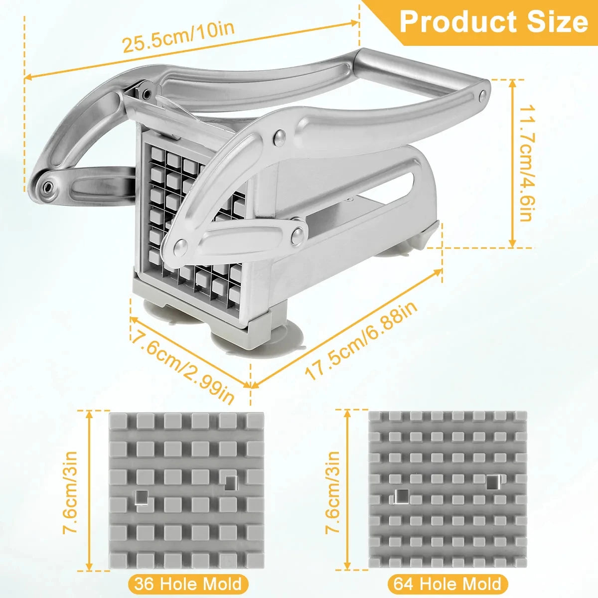 Professional Stainless Steel Potato Cutter – Manual French Fry Slicer & Vegetable Dicer