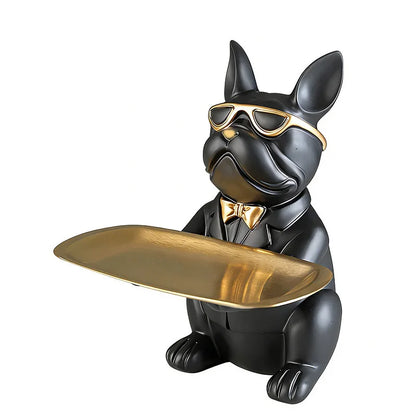 Modern Bulldog Storage Tray Statue – Decorative Resin Organizer for Home Décor