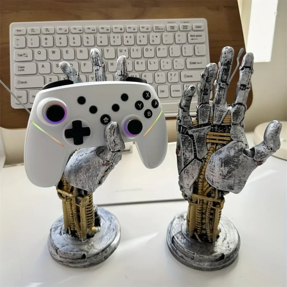 Cyberpunk Robotic Hand Controller Stand – Sci-Fi Gaming Desk Organizer