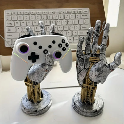 Cyberpunk Robotic Hand Controller Stand – Sci-Fi Gaming Desk Organizer