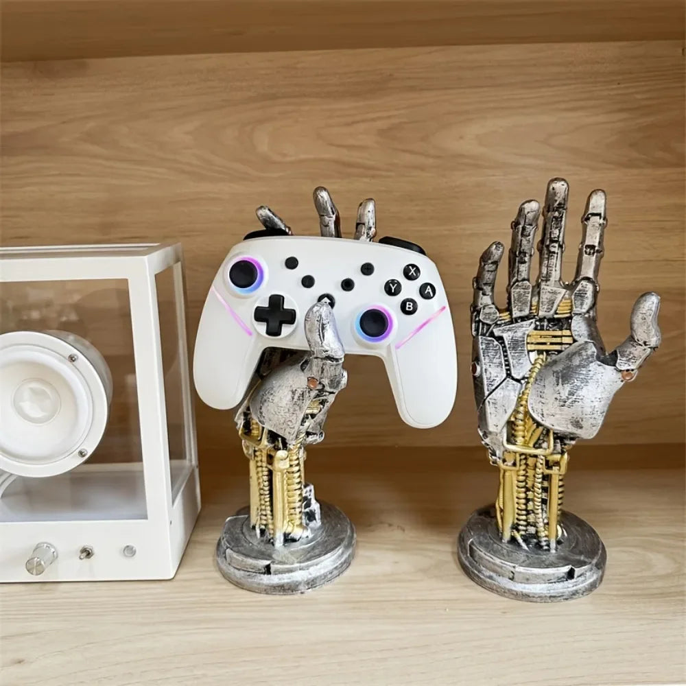 Cyberpunk Robotic Hand Controller Stand – Sci-Fi Gaming Desk Organizer
