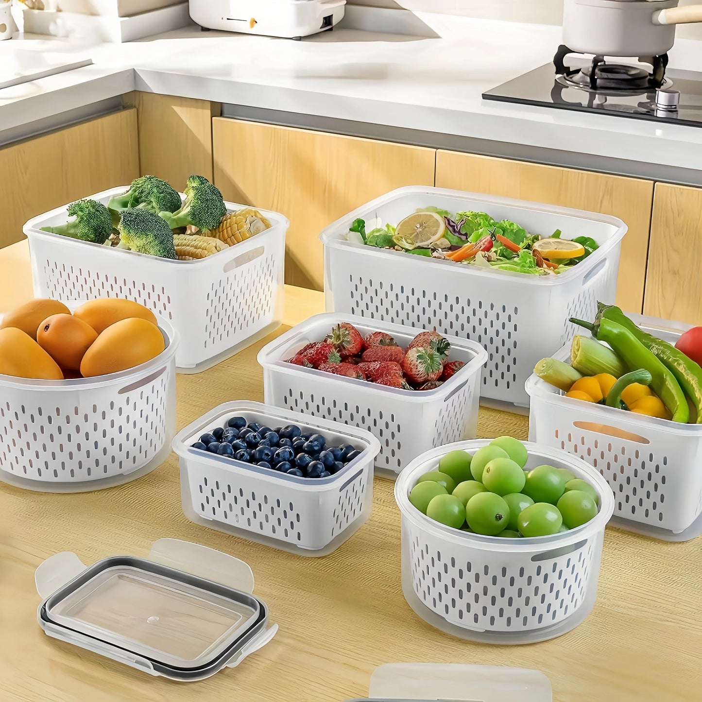 Fresh-Keeping Produce Containers – 9-Piece Kitchen Organizer Set