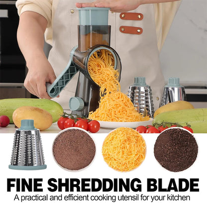 3-in-1 Rotary Cheese Grater & Vegetable Slicer – Manual Kitchen Tool