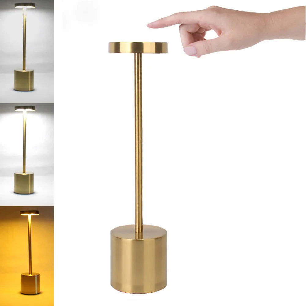 Portable Metal LED Desk Lamp – 3-Color Touch Sensor Night Light