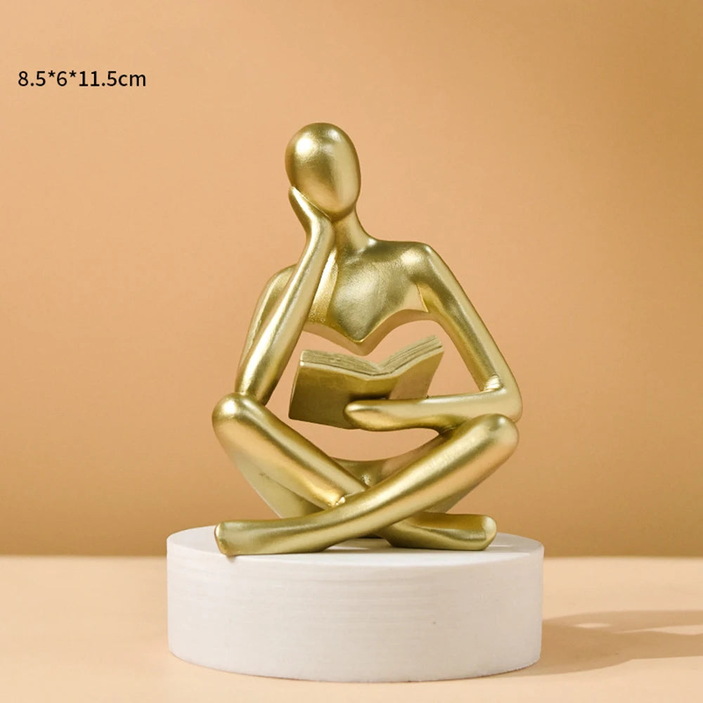 Modern Abstract Thinker Statue – Resin Art Sculpture for Bookshelf & Office Decor