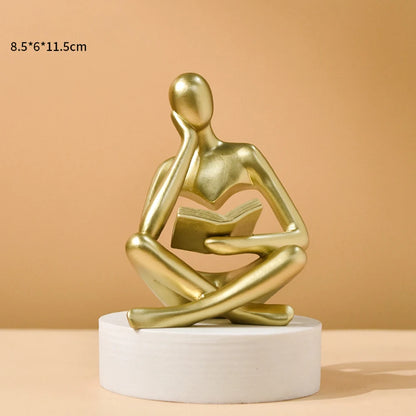 Modern Abstract Thinker Statue – Resin Art Sculpture for Bookshelf & Office Decor