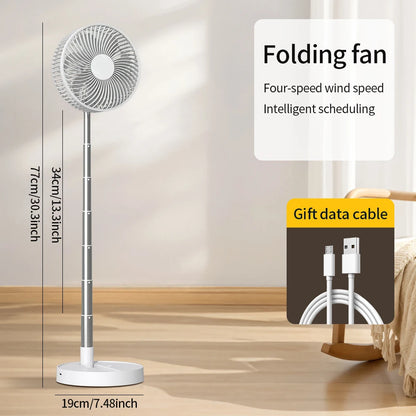 Portable 8-Inch Foldable USB Fan – 4-Speed Rechargeable Floor & Table Fan