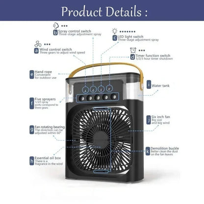 Multifunctional Desktop Air Conditioner Fan – 3-Speed Cooling & Humidifying