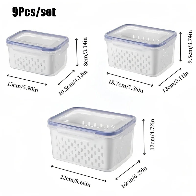 Fresh-Keeping Produce Containers – 9-Piece Kitchen Organizer Set