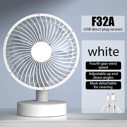 Compact Quiet Electric Fan for Office & Dormitory – USB Powered