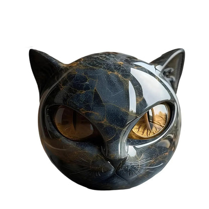 Black Cat Resin Figurine – Modern Marble-Style Decorative Cat Statue