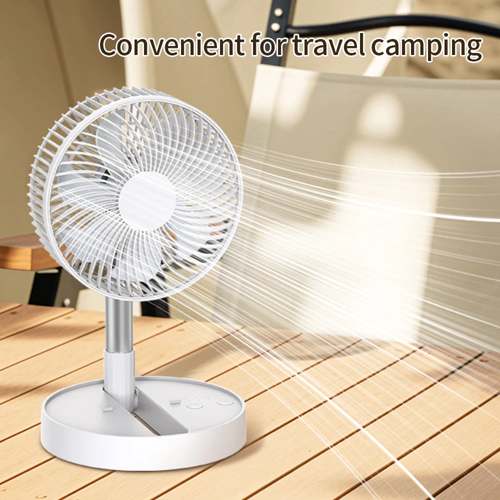 Portable 8-Inch Foldable USB Fan – 4-Speed Rechargeable Floor & Table Fan