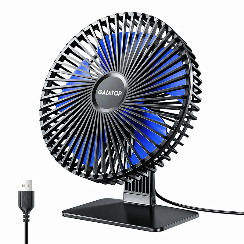 90° Adjustable Quiet Table Fan – Powerful 4-Speed USB Air Circulator