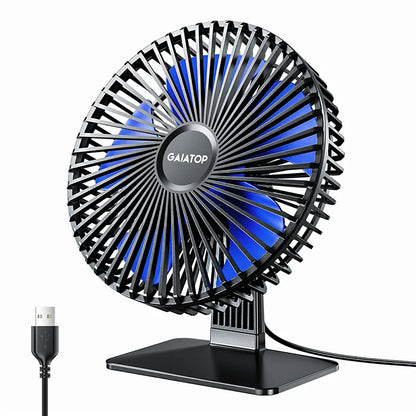 90° Adjustable Quiet Table Fan – Powerful 4-Speed USB Air Circulator